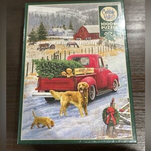 NWT 1,000 Piece Red Truck and Golden Retriever Christmas Puzzle